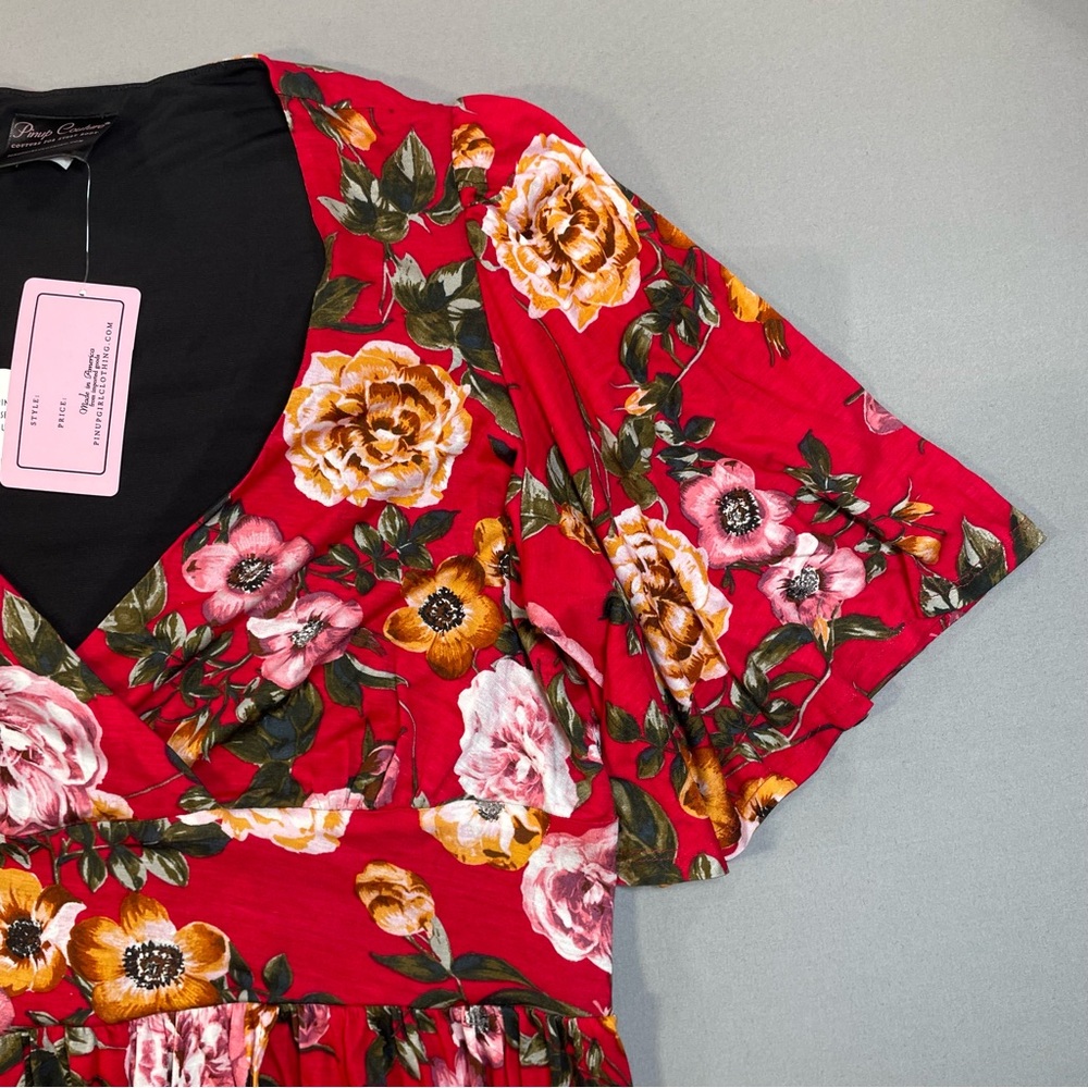 NWT Pinup Couture Katy Maxi Dress, Fitted Bust, Flutter Sleeve, Flowy Skirt - 2X - Picture 8 of 16